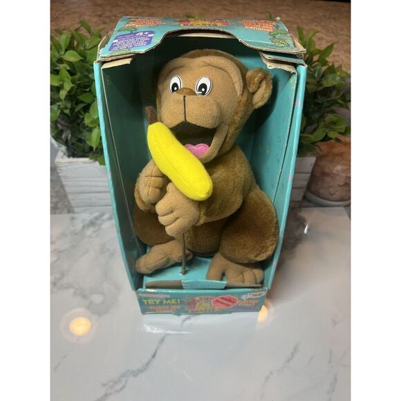 Vintage 10" 1993 Trendmasters Plush Monkey With Banana 2 AA Required - Picture 1 of 8